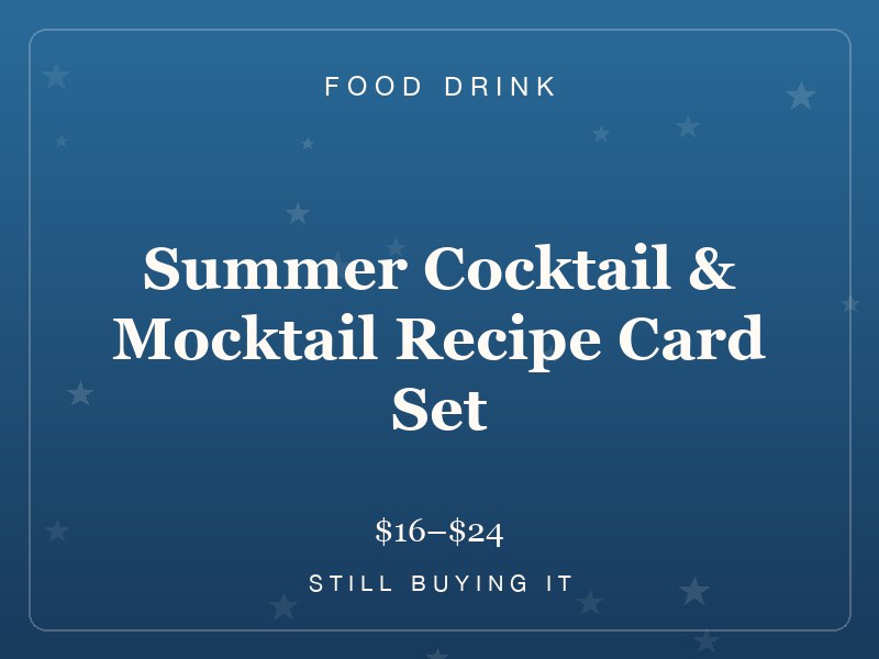 Summer Cocktail & Mocktail Recipe Card Set — 50 Cards