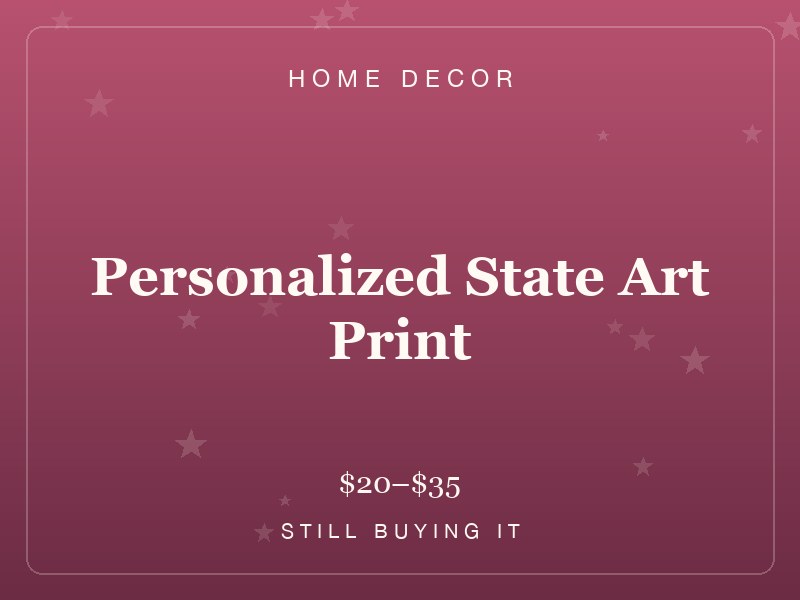 Personalized State Art Print — Hometown Map